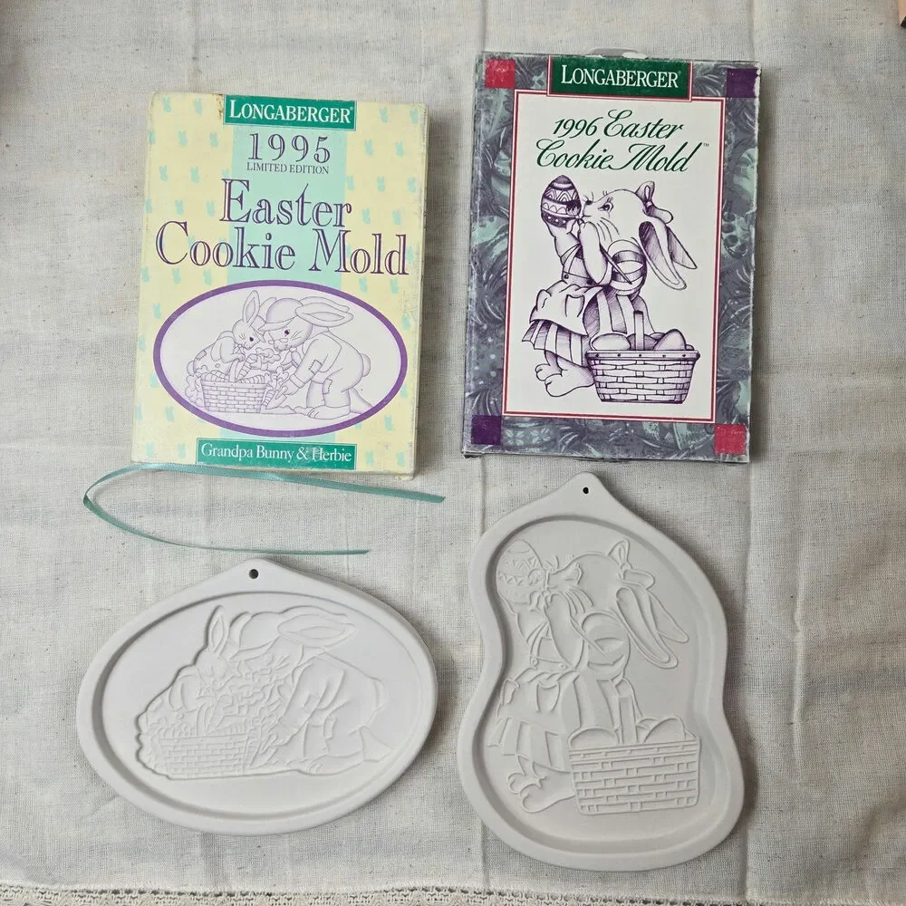 Unused Vintage Set of 2 Longaberger Easter Cookie Chocolate Molds 1995 & 1996